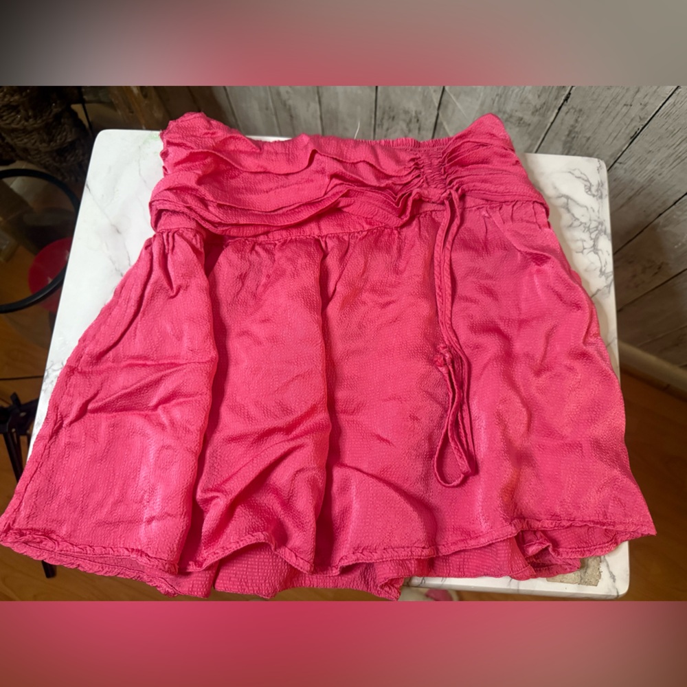 Aerie Womens Skirt Size Small Pink Uptown Mini Smocked Waistband Ruched 718